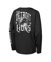 Outerstuff Big Boys and Girls Black Detroit Lions Rumble Long Sleeve T-Shirt