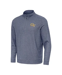 Antigua Men's Heather Navy Georgia Tech Yellow Jackets Subtle Quarter-Zip Hoodie