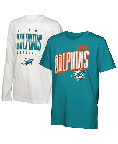 Outerstuff Big Boys and Girls Miami Dolphins the Mix Combo T-Shirt Set