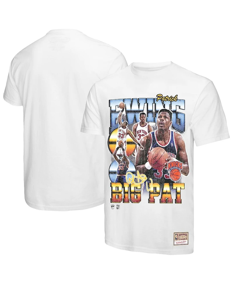 Mitchell & Ness Men's Patrick Ewing White New York Knicks Hardwood Classics Commemorative Player Collage T-Shirt