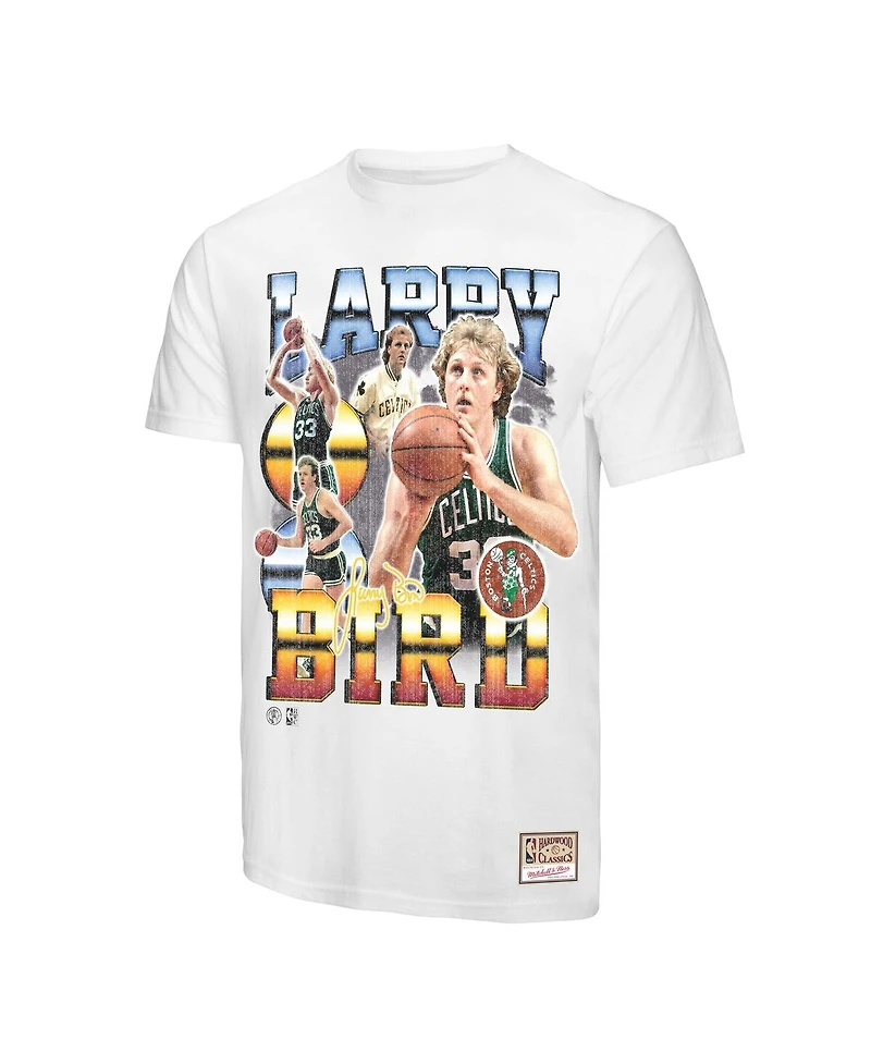 Mitchell & Ness Men's Larry Bird White Boston Celtics Commemorative Collage T-Shirt