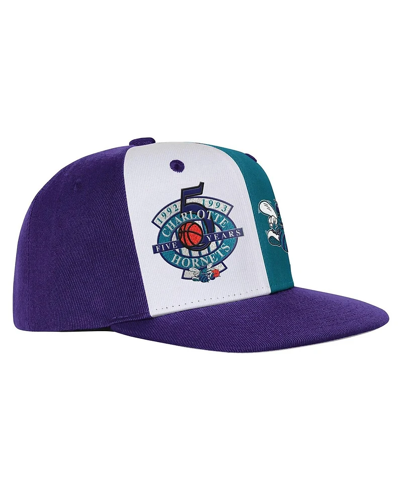 Mitchell & Ness Big Boys and Girls Purple Charlotte Hornets Anniversary Duo Front Snapback Hat