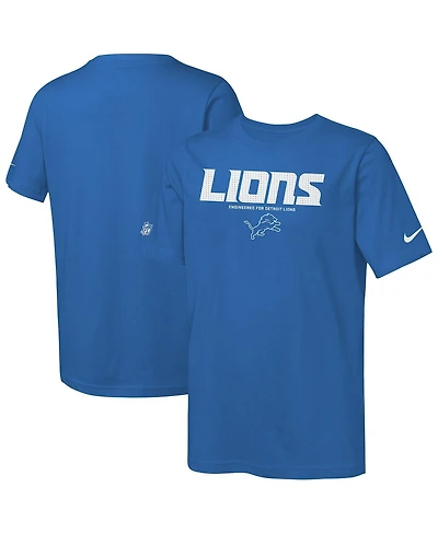 Nike Big Boys and Girls Blue Detroit Lions Sideline Team Issue T-Shirt