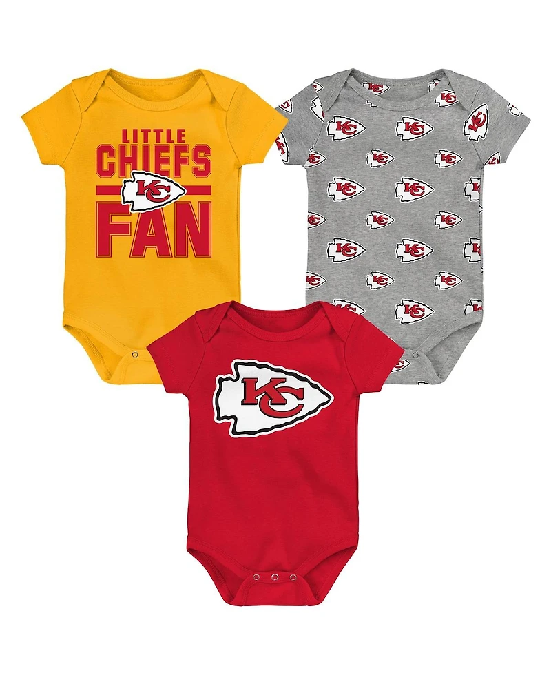 Outerstuff Newborn 3-Pack Kansas City Chiefs Little Tike Bodysuit Set