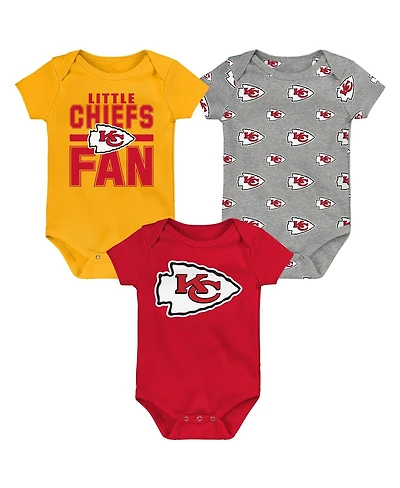 Outerstuff Newborn 3-Pack Kansas City Chiefs Little Tike Bodysuit Set