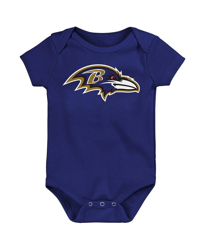 Outerstuff Newborn 3-Pack Baltimore Ravens Little Tike Bodysuit Set