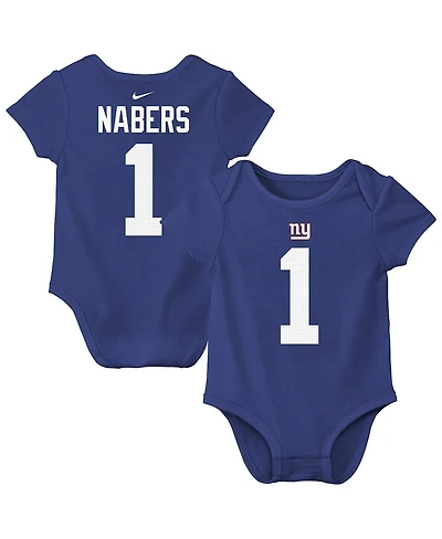 Nike Baby Boys and Girls Malik Nabers Royal New York Giants Player Name Number Bodysuit