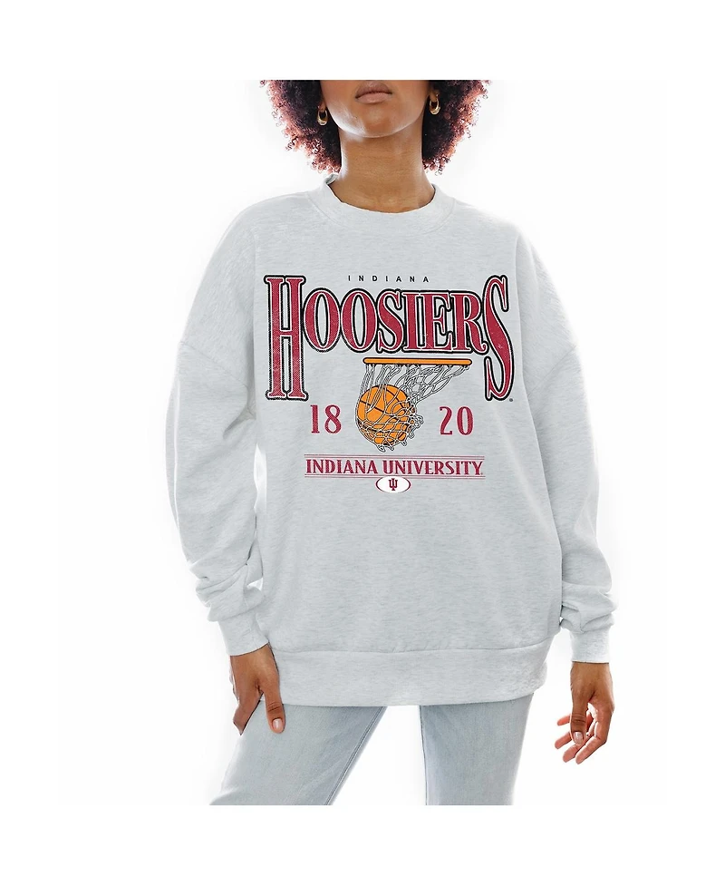 Gameday Couture Women's Gray Indiana Hoosiers Basketball Premium Fleece Drop Pullover Sweatshirt