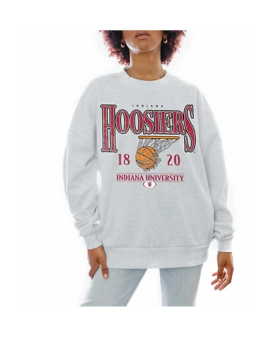 Gameday Couture Women's Gray Indiana Hoosiers Basketball Premium Fleece Drop Pullover Sweatshirt