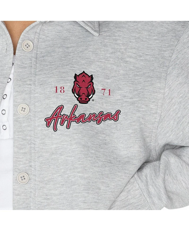 Gameday Couture Women's Ash Arkansas Razorbacks Foundation Full-Button Long Sleeve Overshirt