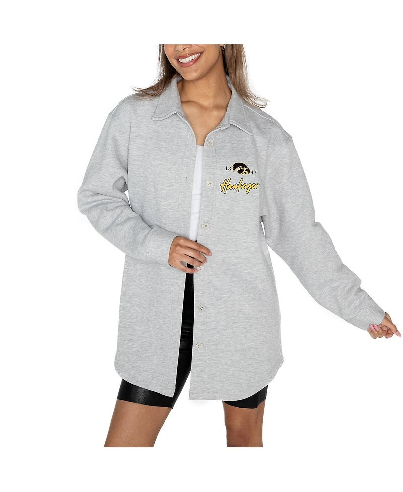 Gameday Couture Women's Ash Iowa Hawkeyes Foundation Full-Button Long Sleeve Overshirt