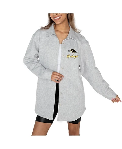 Gameday Couture Women's Ash Iowa Hawkeyes Foundation Full-Button Long Sleeve Overshirt