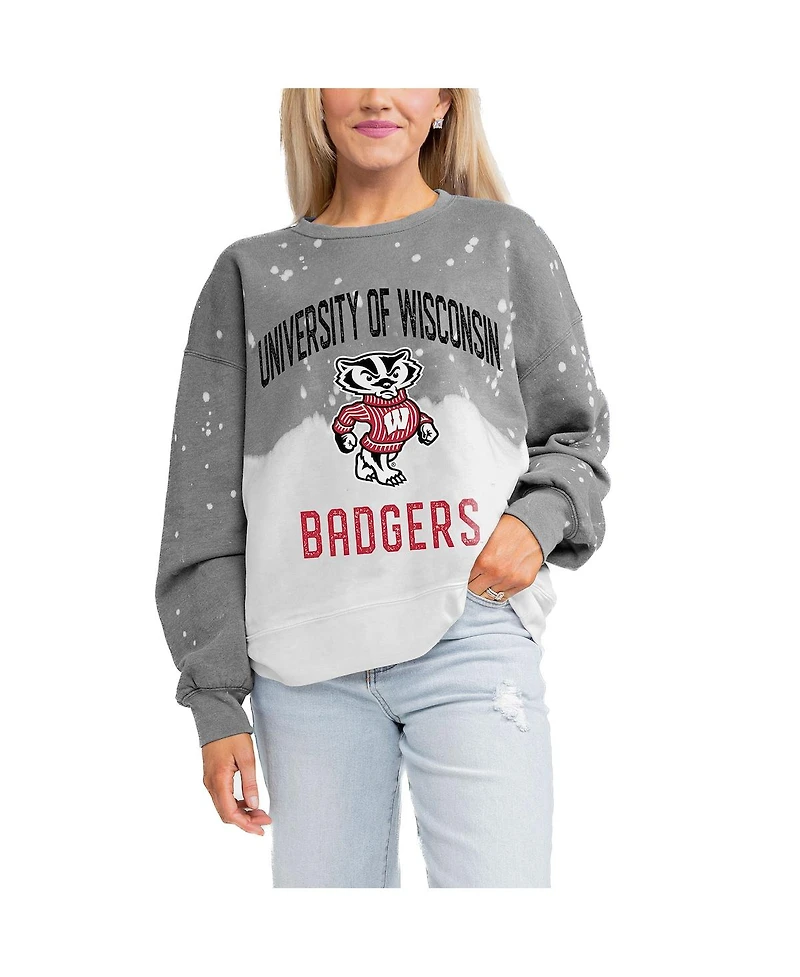 Gameday Couture Women's Gray Wisconsin Badgers Twice as Nice Faded Crewneck Sweatshirt