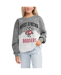 Gameday Couture Women's Gray Wisconsin Badgers Twice as Nice Faded Crewneck Sweatshirt