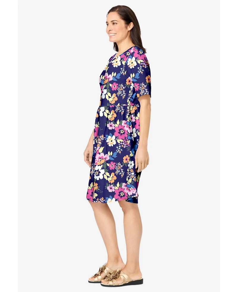 Woman Within Plus Button-Front Short Essential Dress