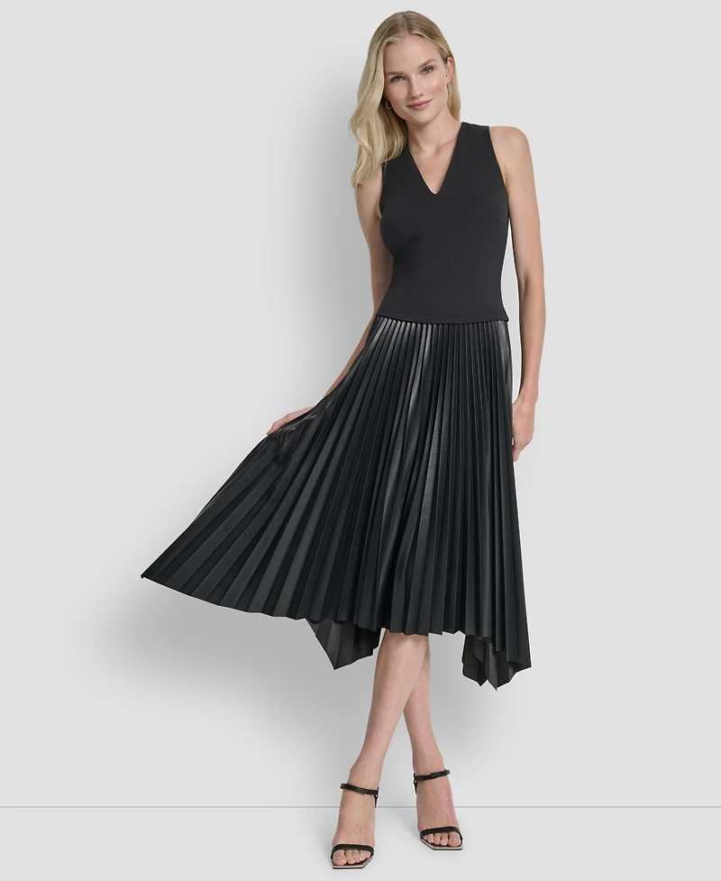 Dkny Women's Sleeveless V-Neck Fit & Flare Dress