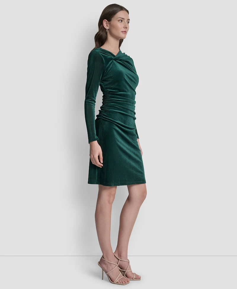 Dkny Women's Long Sleeve Asymmetrical Neck Sheath Dress