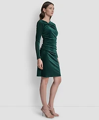 Dkny Women's Long Sleeve Asymmetrical Neck Sheath Dress
