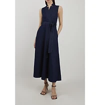 Karen Millen Women's Belted Denim Midi Dress