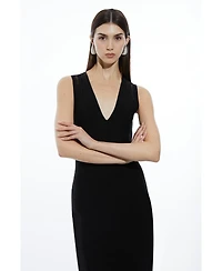 Karen Millen Women's Sheer Skirt Maxi Knit Dress