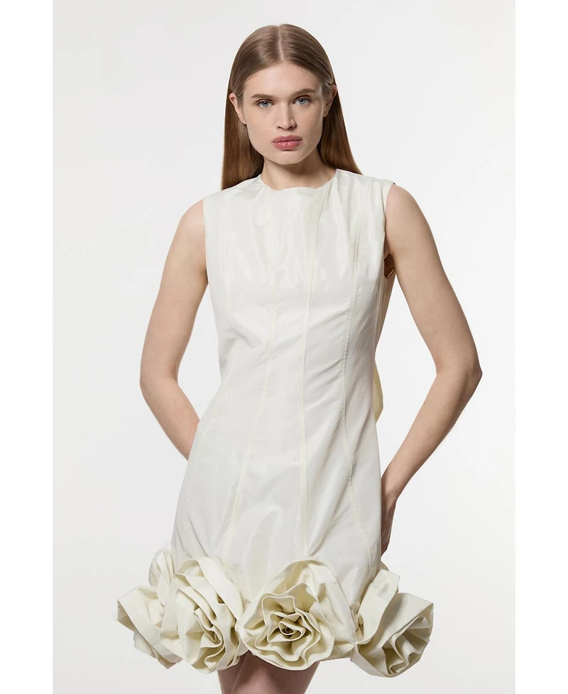 Karen Millen Taffeta Rosette Woven Mini Dress
