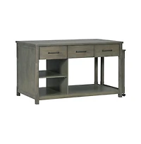60" Extendable Kitchen Island with Power Outlets, Pull-Out Table & Drawers, Rolling Retro Cart Usb Ports-Maison Boucle