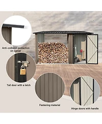 Streamdale Furniture Metal Firewood Rack & Storage Shed - Brown/Black