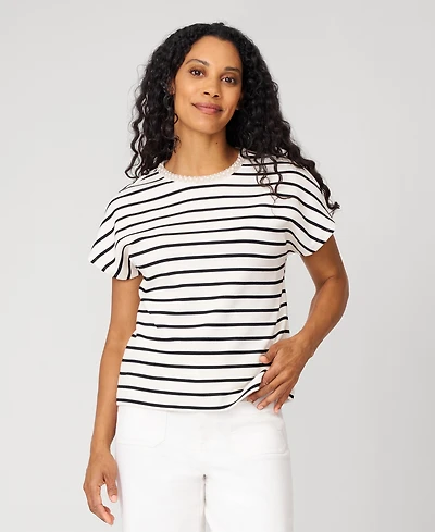 Cable & Gauge Women's Striped Crewneck Relaxed Tee