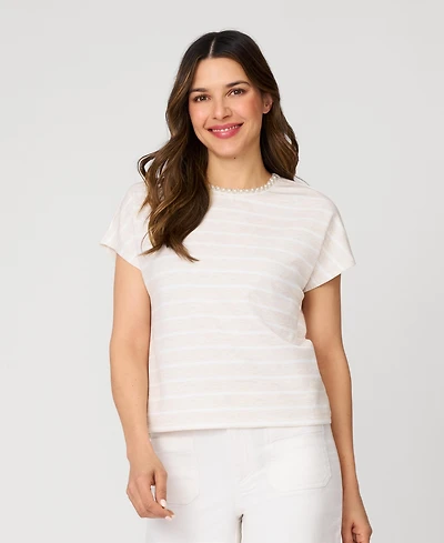 Cable & Gauge Women's Striped Crewneck Relaxed Tee