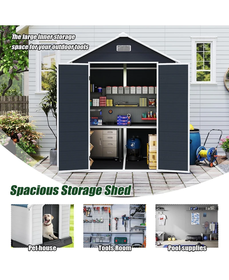 Streamdale Furniture 6x6 Resin Storage Shed - Waterproof Uv Proof Dark Gray