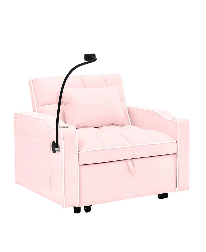Streamdale Furniture Convertible Sleeper Chair Sofa Bed (Pink