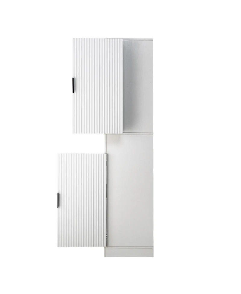 Streamdale Furniture 72" Fluted Pantry Cabinet - Keyboard Drawers & Adjustable Shelves White