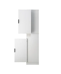 Streamdale Furniture 72" Fluted Pantry Cabinet - Keyboard Drawers & Adjustable Shelves White
