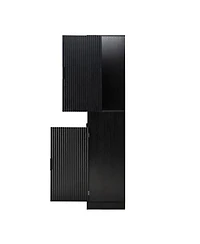 Streamdale Furniture 72" Fluted Pantry Cabinet - Keyboard Drawers & Adjustable Shelves Black