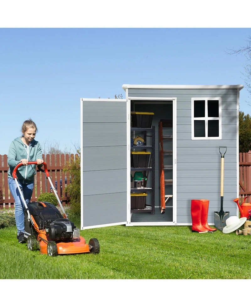 Streamdale Furniture 5x3 Resin Outdoor Storage Shed Lockable Door Grey