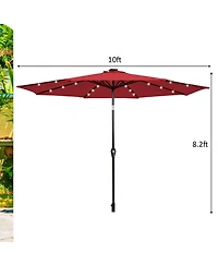 10 ft. Aluminum Market Outdoor Tilt Patio Led Umbrella Red