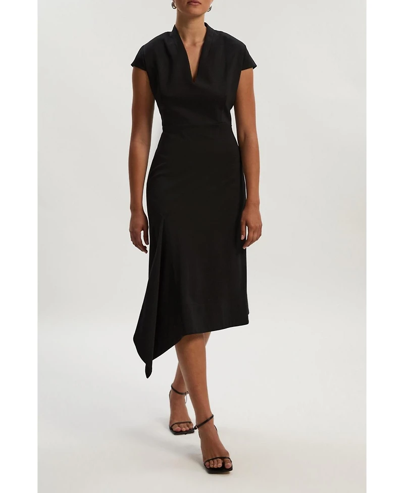 Karen Millen Women's Asymmetric Front Tailored Midi Dress