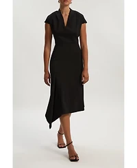 Karen Millen Women's Asymmetric Front Tailored Midi Dress