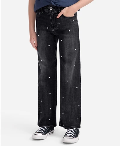 abercrombie kids Girls High-Rise Embellished Wide Leg Jeans