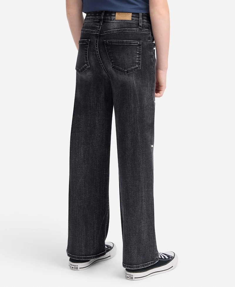 abercrombie kids Girls High-Rise Embellished Wide Leg Jeans