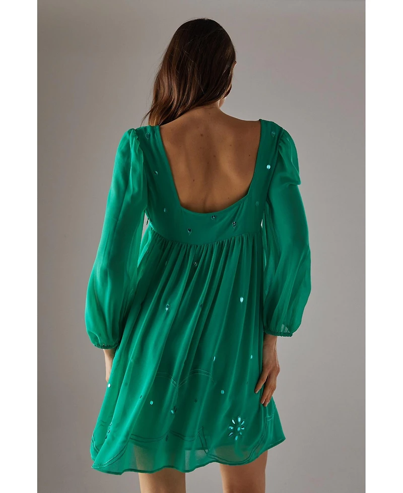 Warehouse Women's Hand Embellished Square Neck Mini Dress