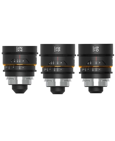 Venus Laowa Nanomorph S35 Prime 3-Lens Bundle with 35mm, 50mm T2.4 and 27mm T2.8 Anamorphic Lens for Pl Mount/Canon Ef, Amber Flare