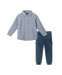 Andy & Evan Toddler/Child Boys Check Buttondown and Jogger Set