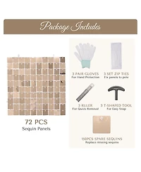 Instahibit 10x7 Ft Shimmer Wall Backdrop with Stand 72 Pcs Panels Decor for Wedding Party