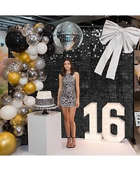 Instahibit 10x8 Ft Shimmer Wall Backdrop with Stand 72 Pcs Panels Decor for Wedding Party