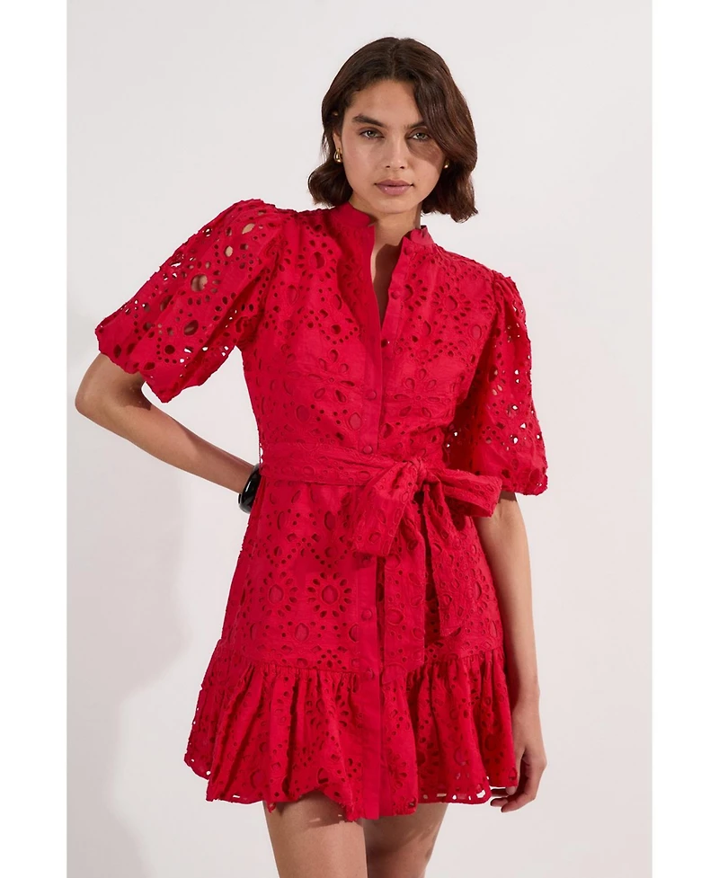 Karen Millen Women's Woven Tie Waist Mini Dress
