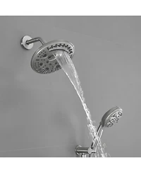 Greenspring Single-Handle 1-Spray Round Rain Shower Faucet Set with Rain Shower Head & Hand Shower in Brushed Nickel (Valve Included)