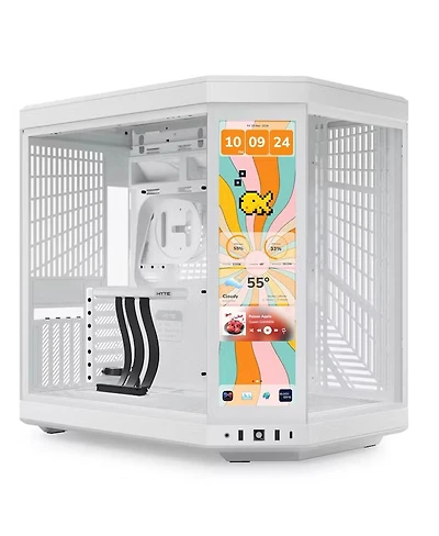 Hyte Hyte Y70 Touch Infinite Dual Chamber Atx Mid Tower Modern Aesthetic Case With Integrated 2.5K Lcd Touchscreen, Snow White