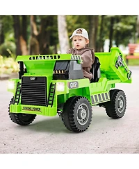 Kids Ride-On Dump Truck with Wireless Connection Music Led Lights Soft Start
