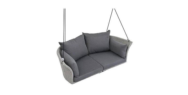 Flynama 51.9 Inch 2-Person Rattan Swing Chair with 500lb Capacity and Adjustable Ropes